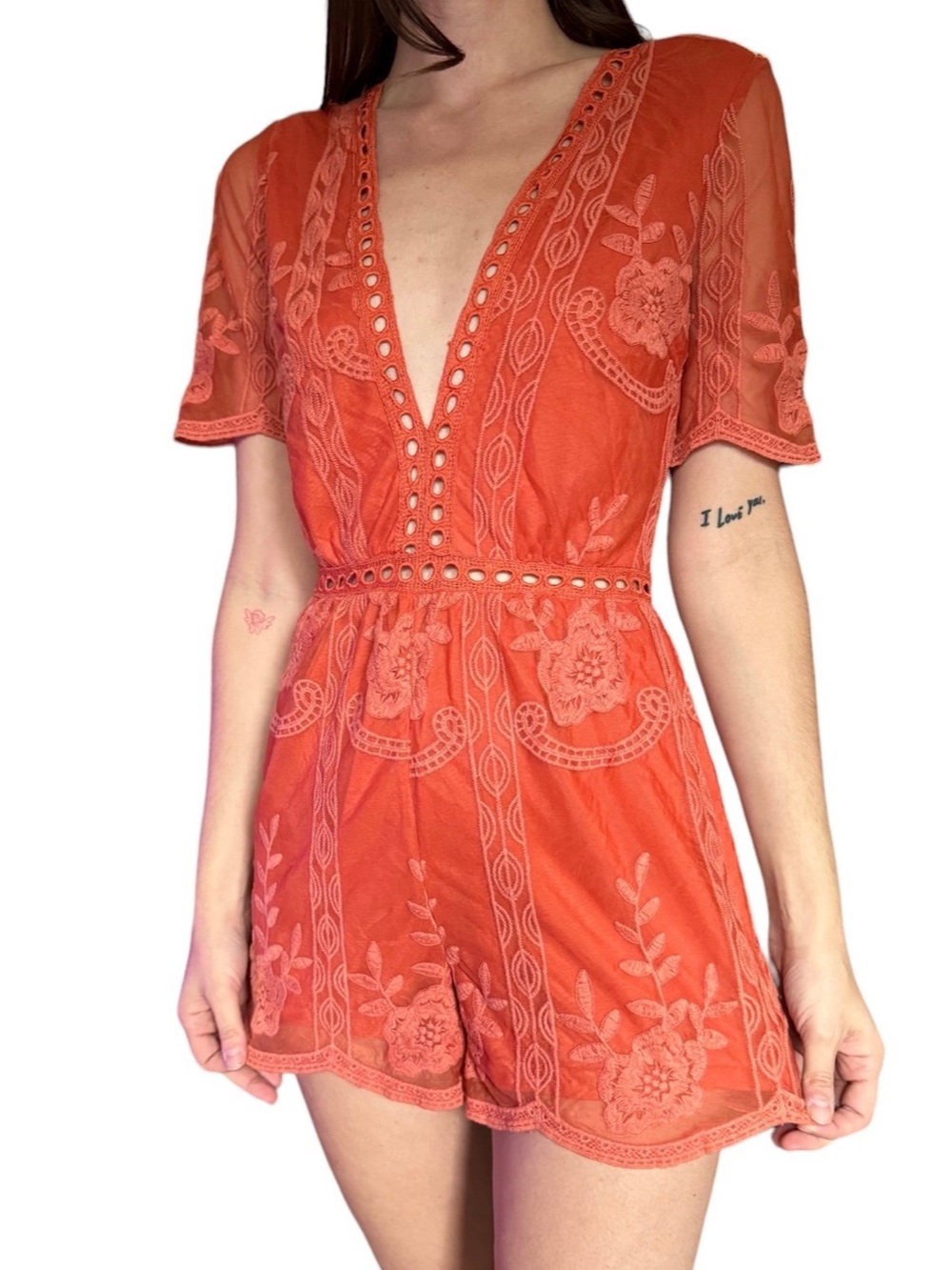 Rust Lace romper